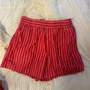 GAP Red and Pink Striped High Waist Women's Shorts